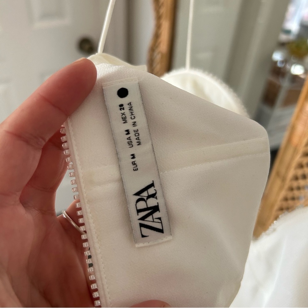 Zara / Oyster White Beaded Crop Top - Picture 10 of 10
